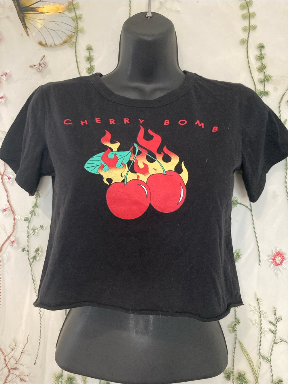 Black Cherry Bomb Graphic Crop Tee